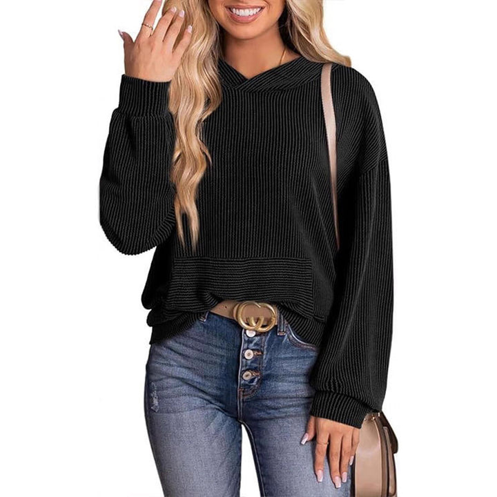 Relaxed Waffle Knit Hoodie