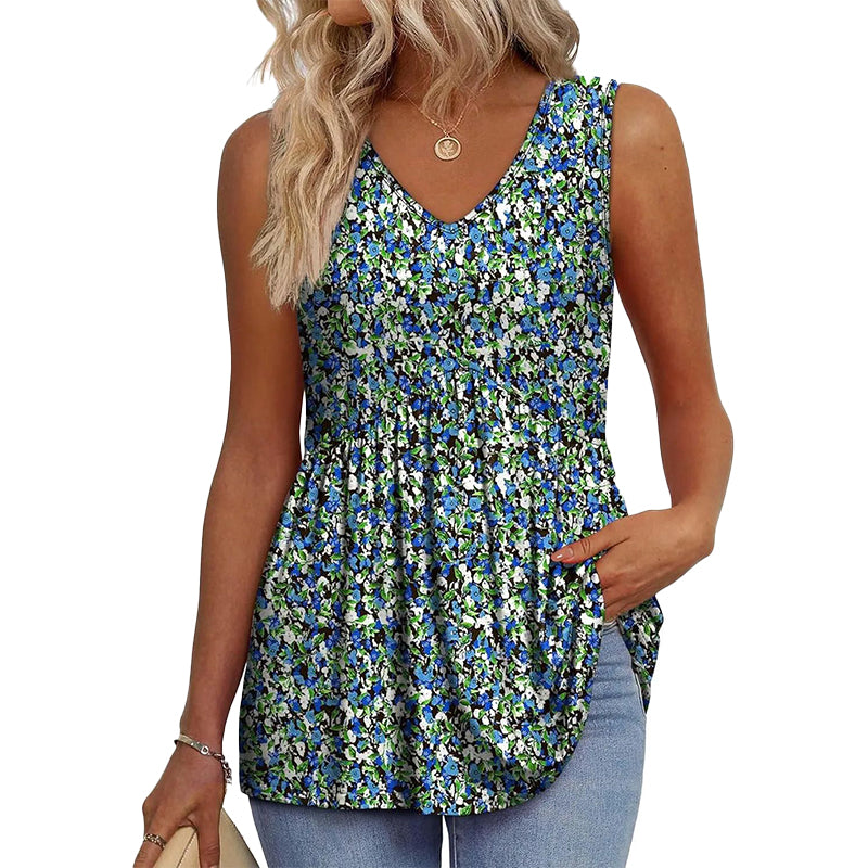 Boho Printed Sleeveless Tunic Top