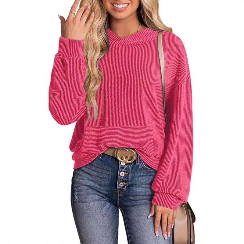 Relaxed Waffle Knit Hoodie