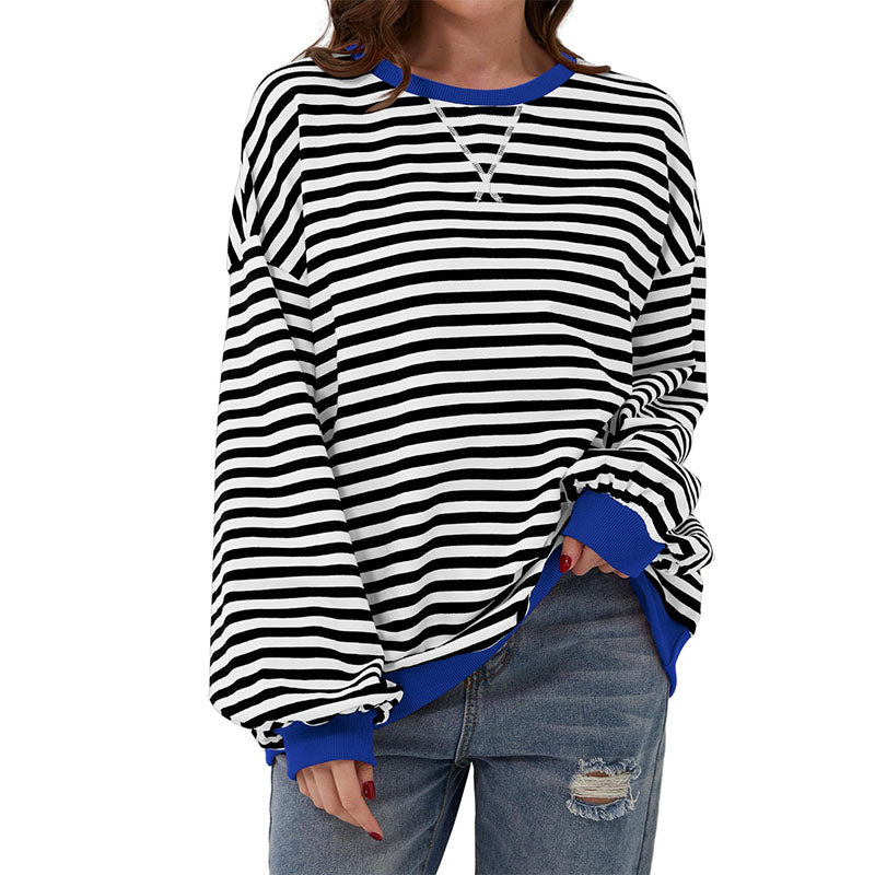 Relaxed Striped Crewneck Pullover