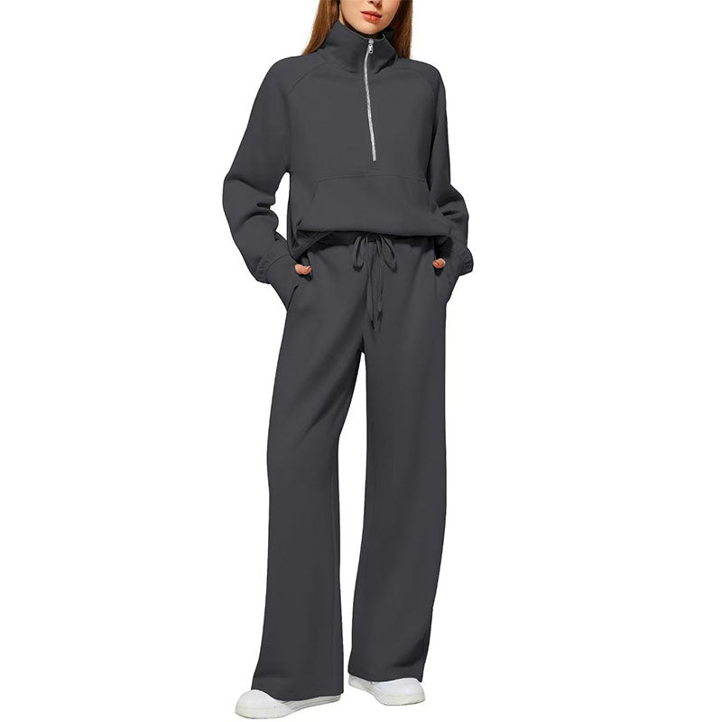 Half-Zip Wide Leg Lounge Set