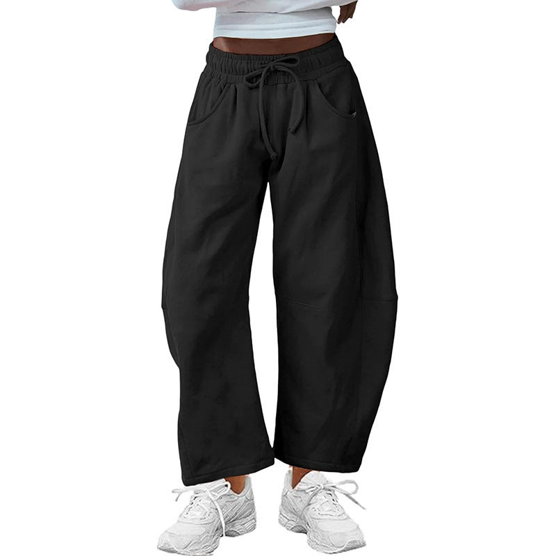 Relaxed Drawstring Ankle Pants