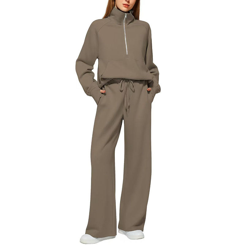 Half-Zip Wide Leg Lounge Set