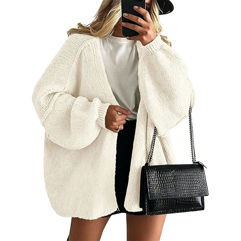 Relaxed Open Front Knit Cardigan