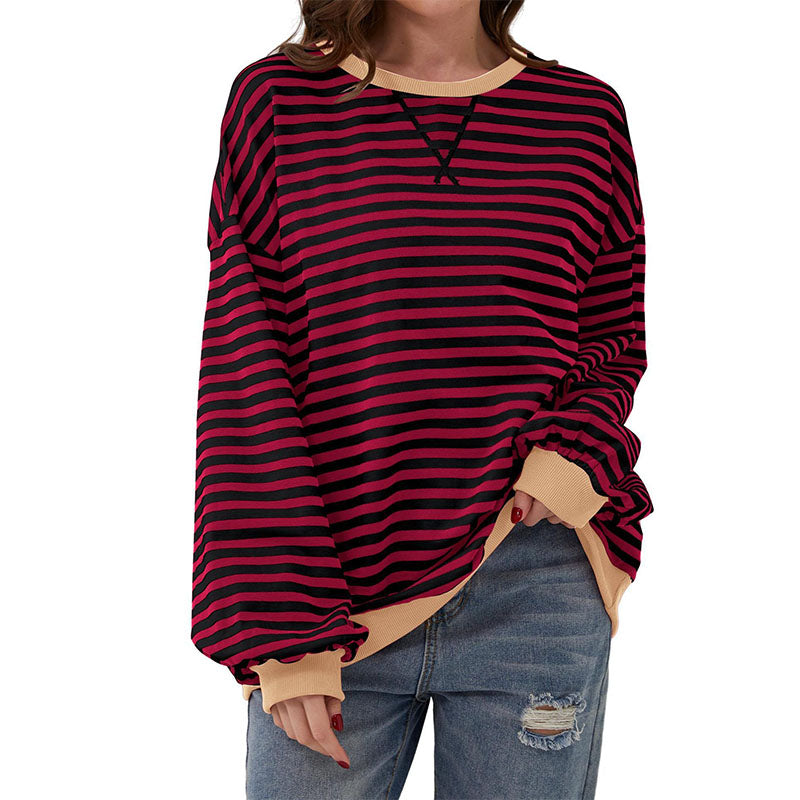Relaxed Striped Crewneck Pullover