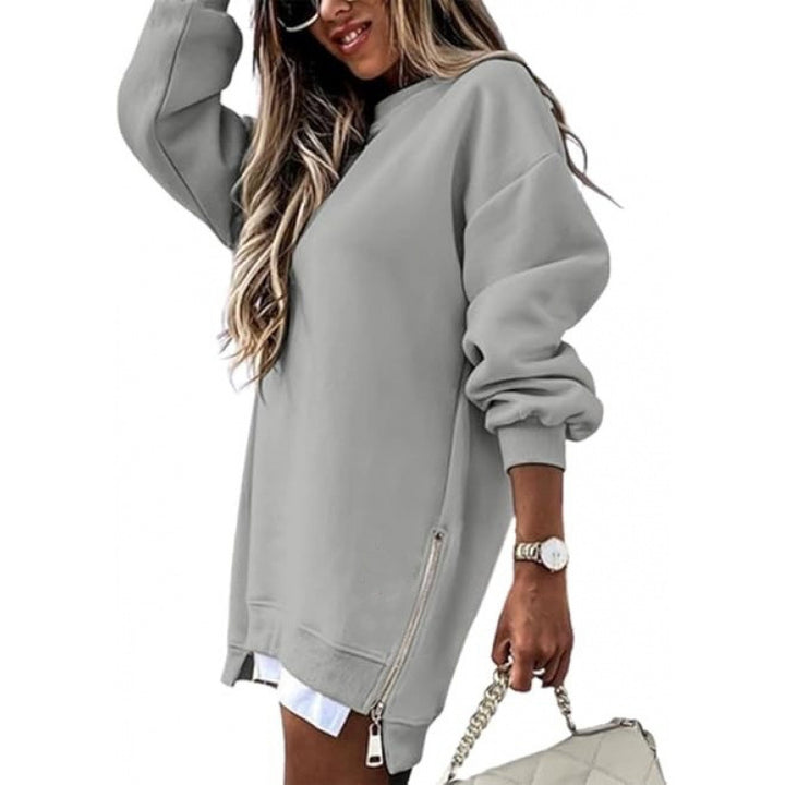 Oversized Cozy Zip Detail Sweatshirt