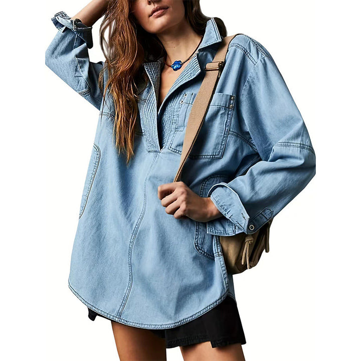 Relaxed Denim Pullover Shirt