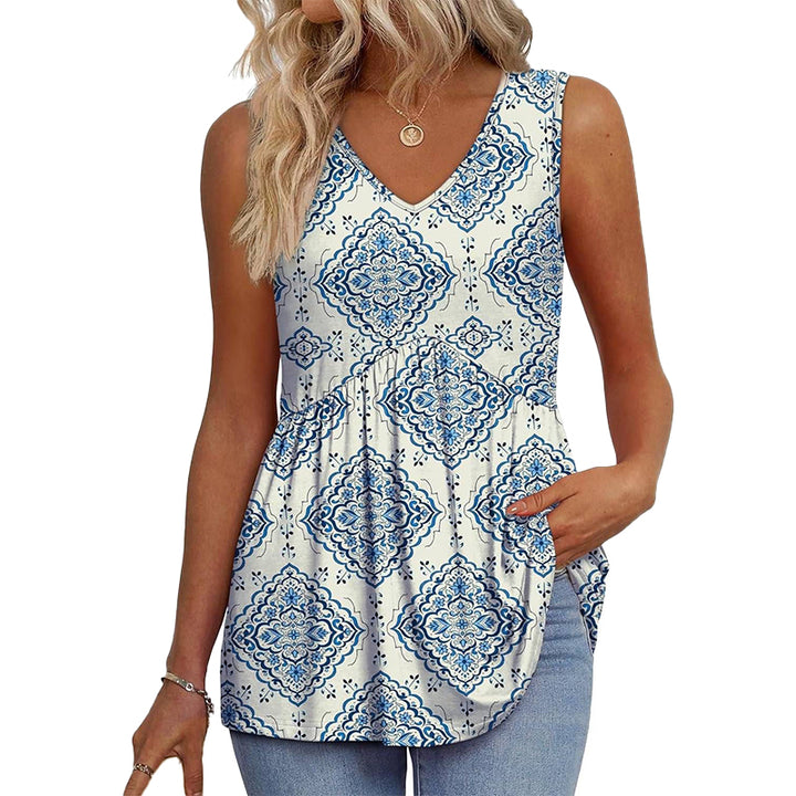 Boho Printed Sleeveless Tunic Top