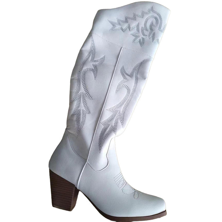 Embroidered Western Knee-High Boots