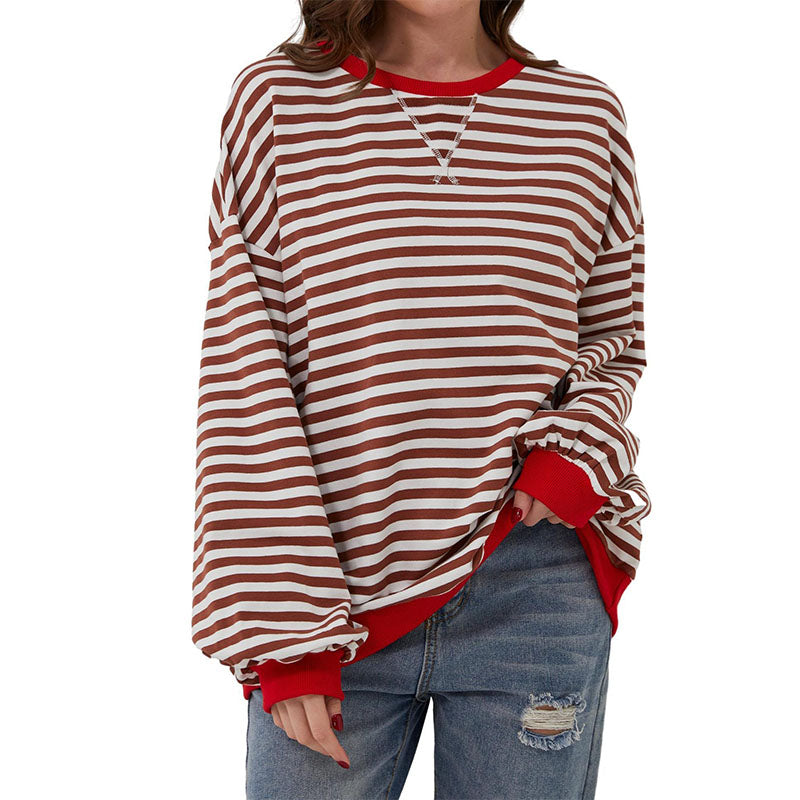 Relaxed Striped Crewneck Pullover