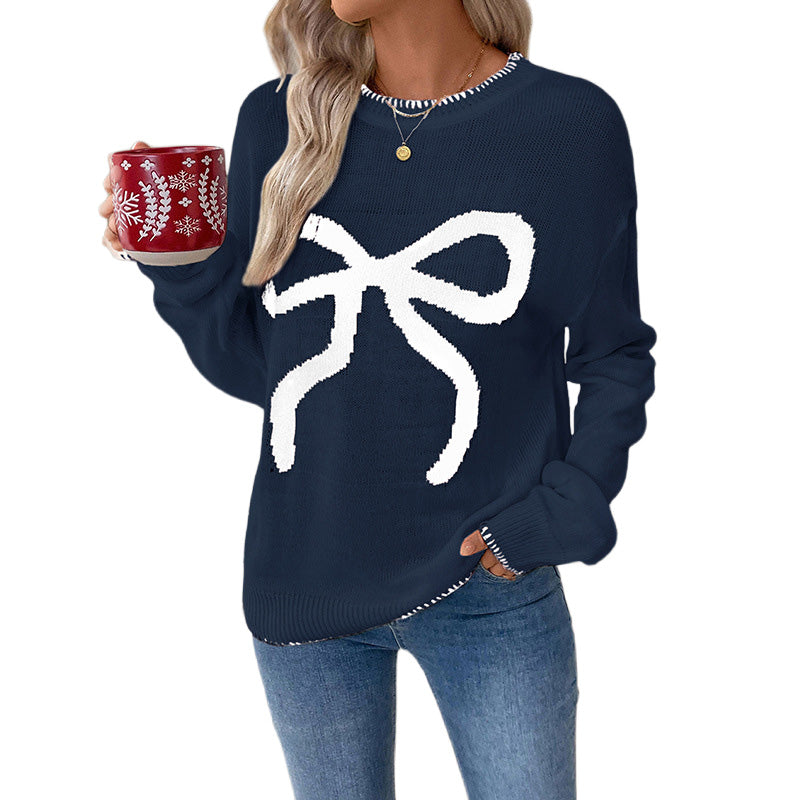 Bow Graphic Christmas Knit Sweater