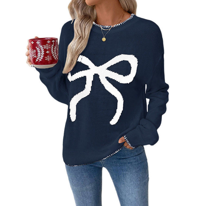 Bow Graphic Christmas Knit Sweater