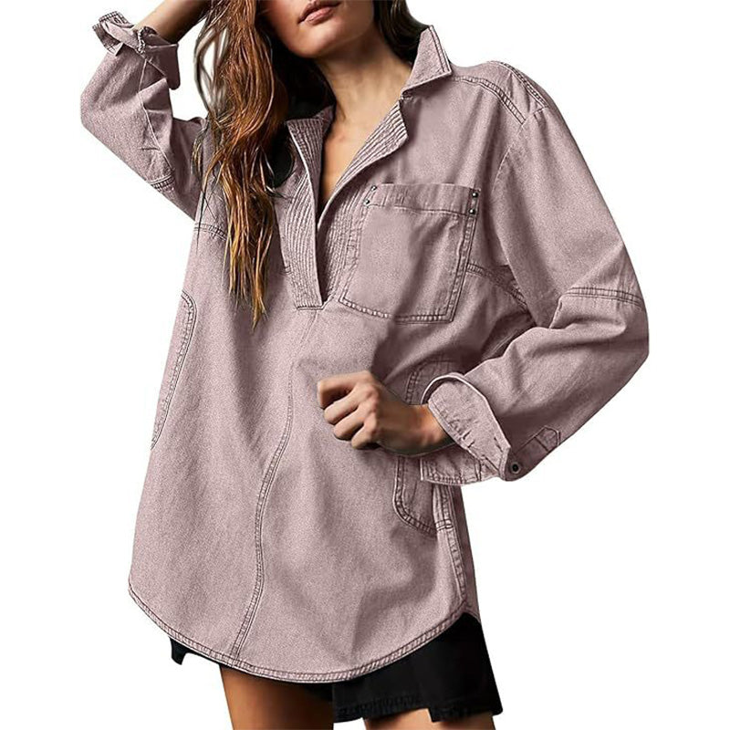 Relaxed Denim Pullover Shirt