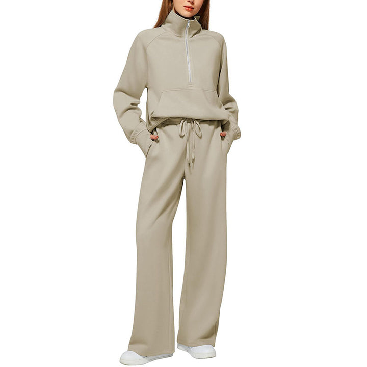 Half-Zip Wide Leg Lounge Set