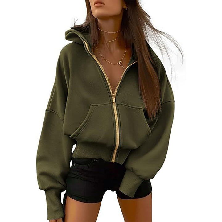 Cropped Zip-Up Hoodie