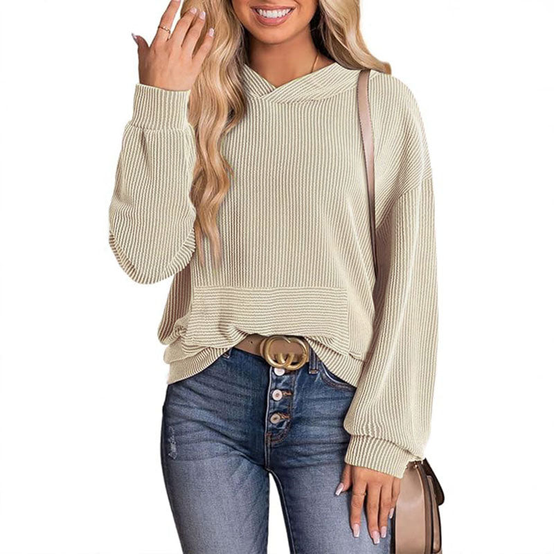Relaxed Waffle Knit Hoodie