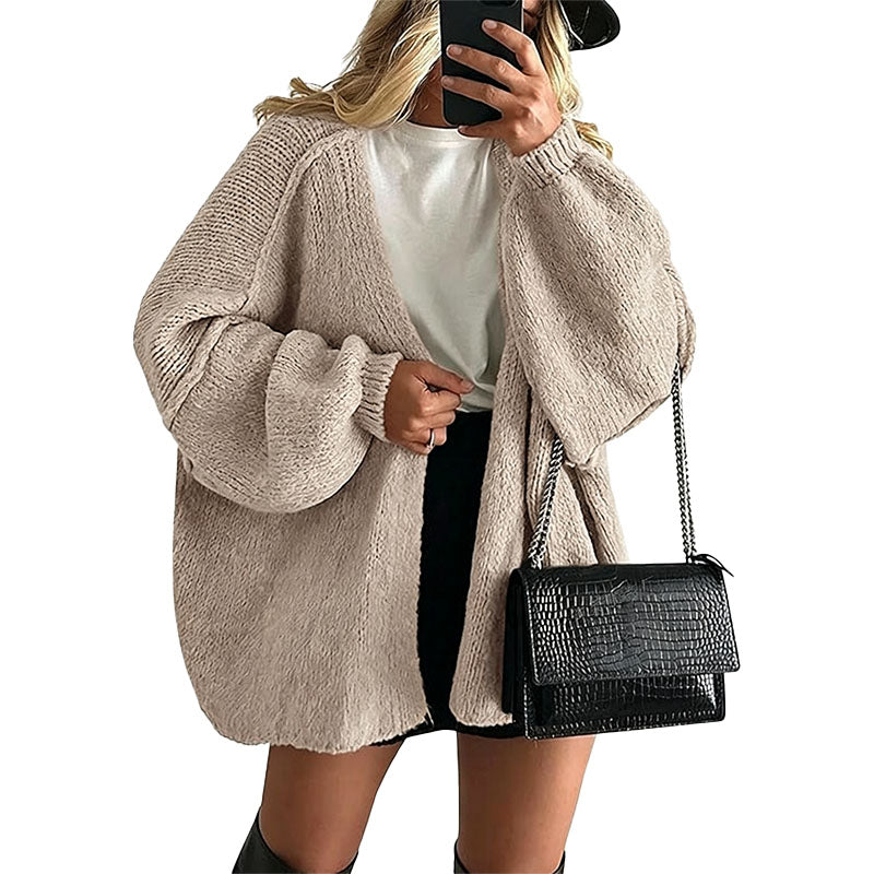 Relaxed Open Front Knit Cardigan