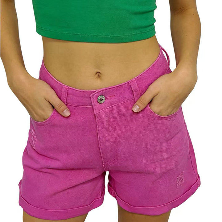 Distressed Cuffed Denim Shorts