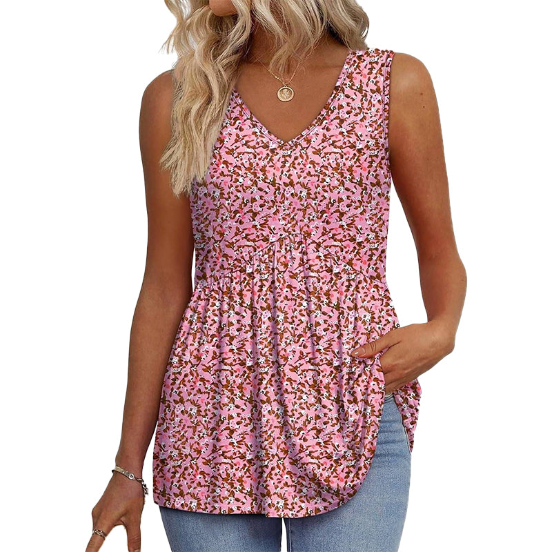 Boho Printed Sleeveless Tunic Top
