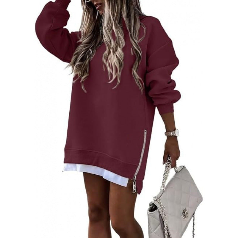 Oversized Cozy Zip Detail Sweatshirt