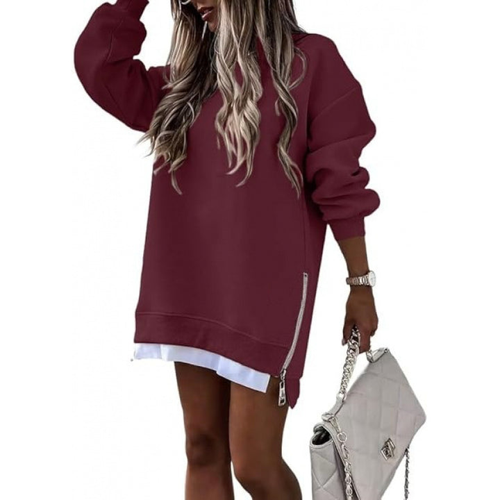 Oversized Cozy Zip Detail Sweatshirt