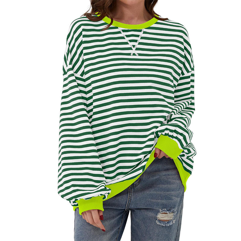 Relaxed Striped Crewneck Pullover