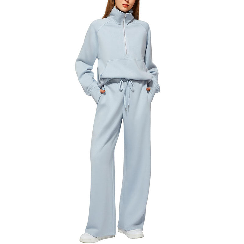 Half-Zip Wide Leg Lounge Set