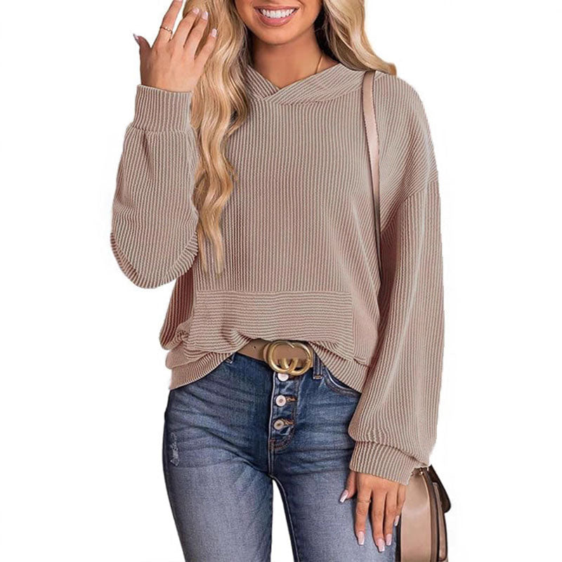 Relaxed Waffle Knit Hoodie