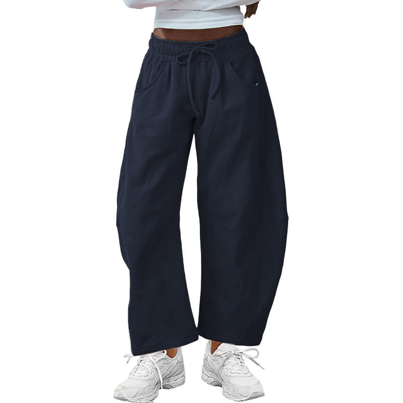 Relaxed Drawstring Ankle Pants