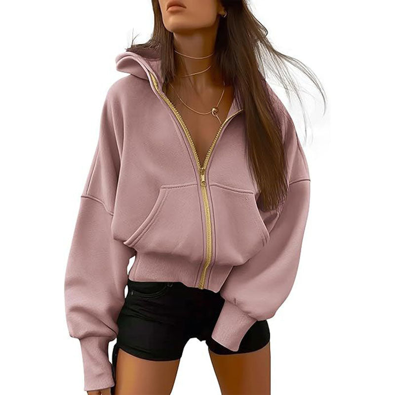 Cropped Zip-Up Hoodie