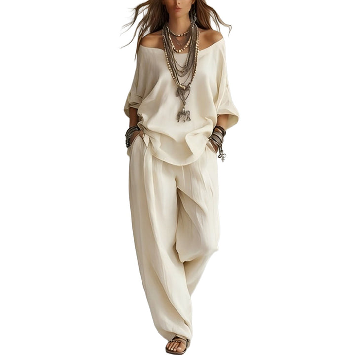 Relaxed Off Shoulder Two-Piece Set