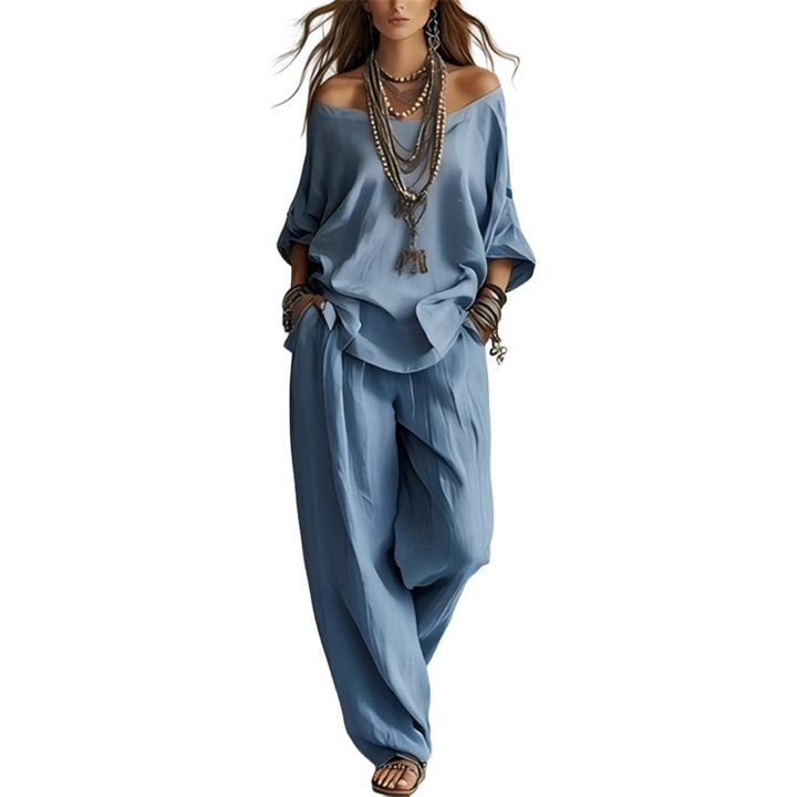 Relaxed Off Shoulder Two-Piece Set