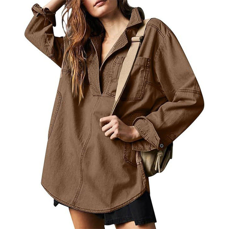 Relaxed Denim Pullover Shirt