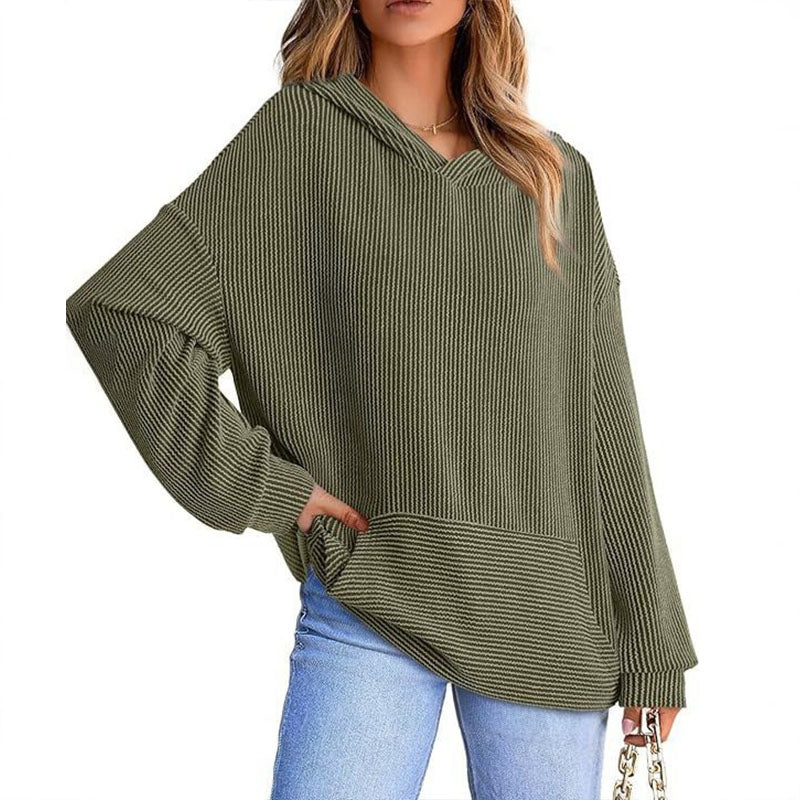 Relaxed Waffle Knit Hoodie