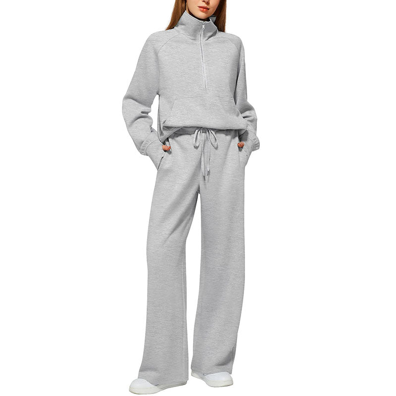 Half-Zip Wide Leg Lounge Set