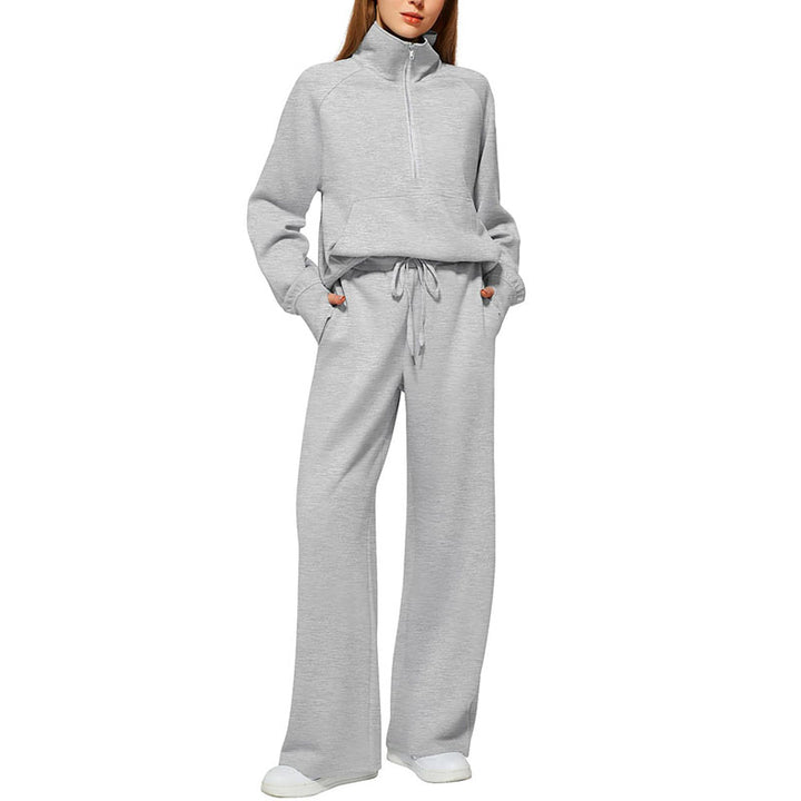 Half-Zip Wide Leg Lounge Set