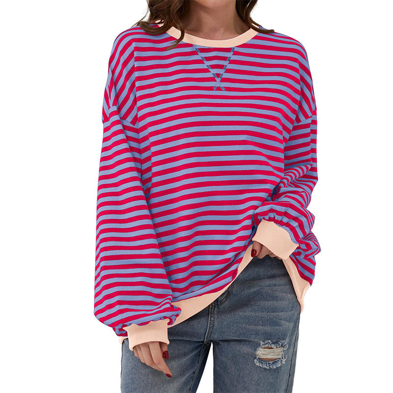 Relaxed Striped Crewneck Pullover