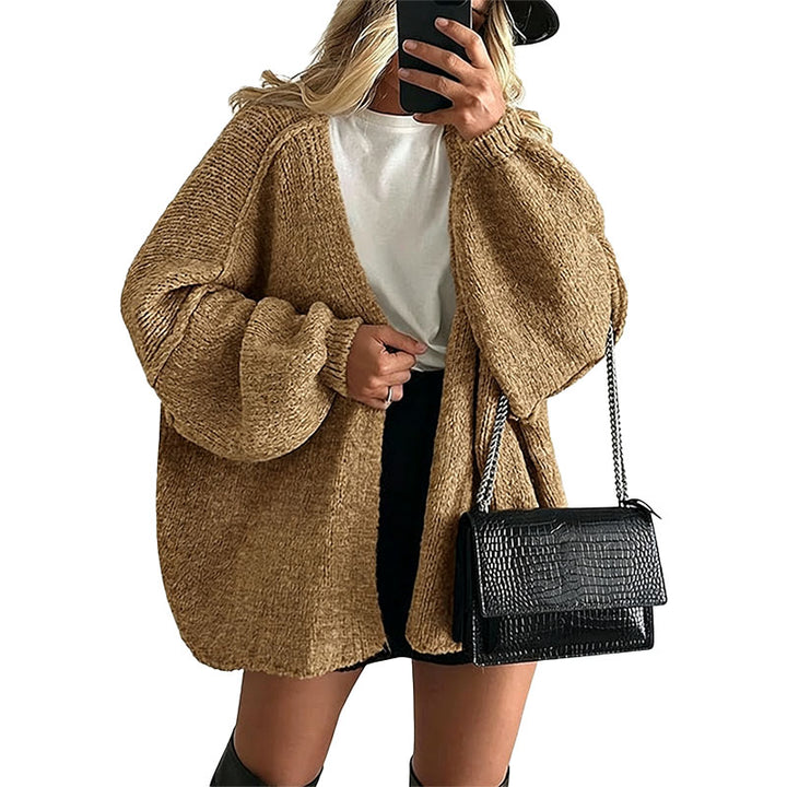 Relaxed Open Front Knit Cardigan
