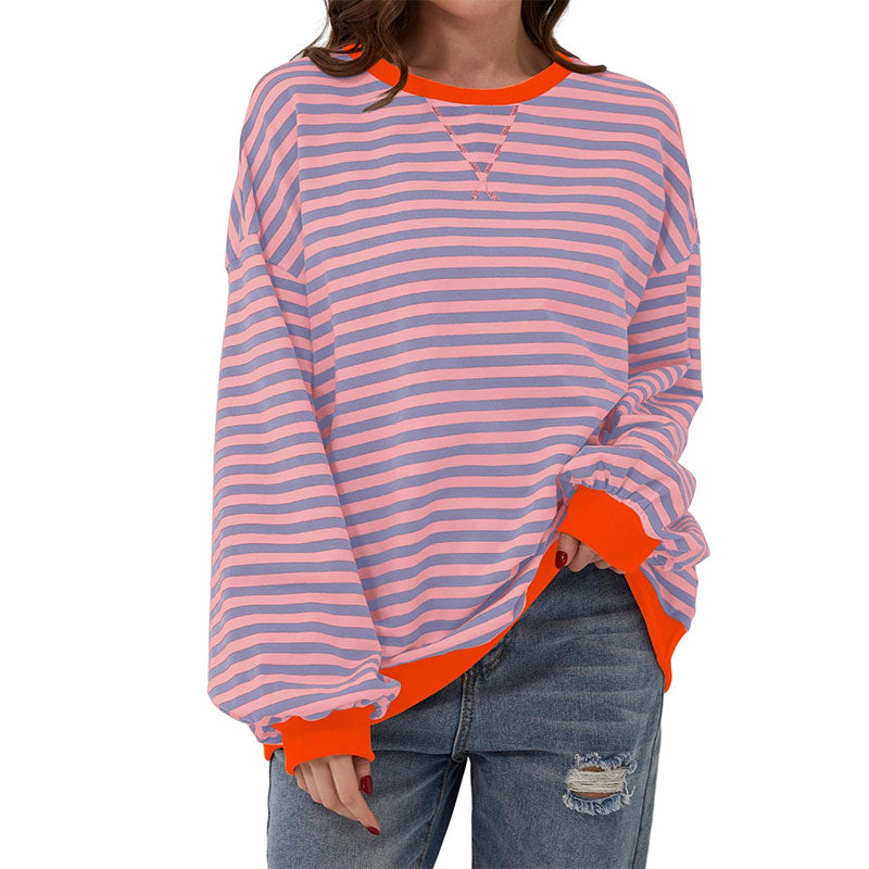 Relaxed Striped Crewneck Pullover