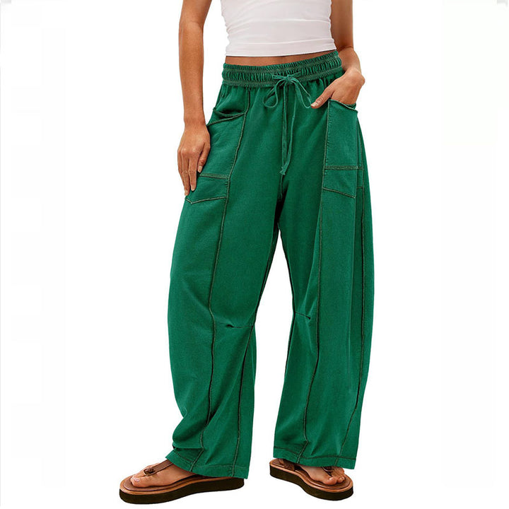 Contrast Stitch Wide Leg Pants