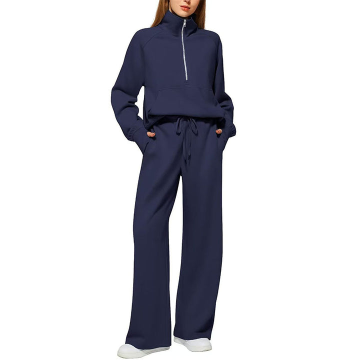 Half-Zip Wide Leg Lounge Set