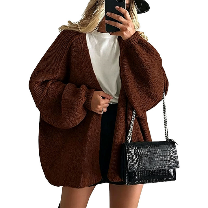 Relaxed Open Front Knit Cardigan