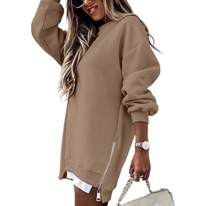 Oversized Cozy Zip Detail Sweatshirt