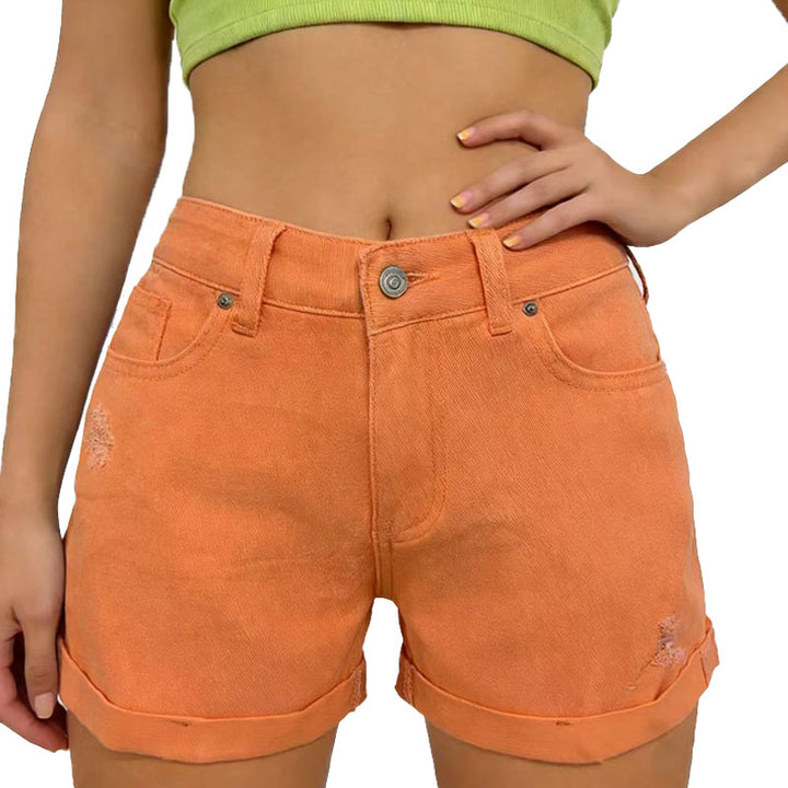 Distressed Cuffed Denim Shorts