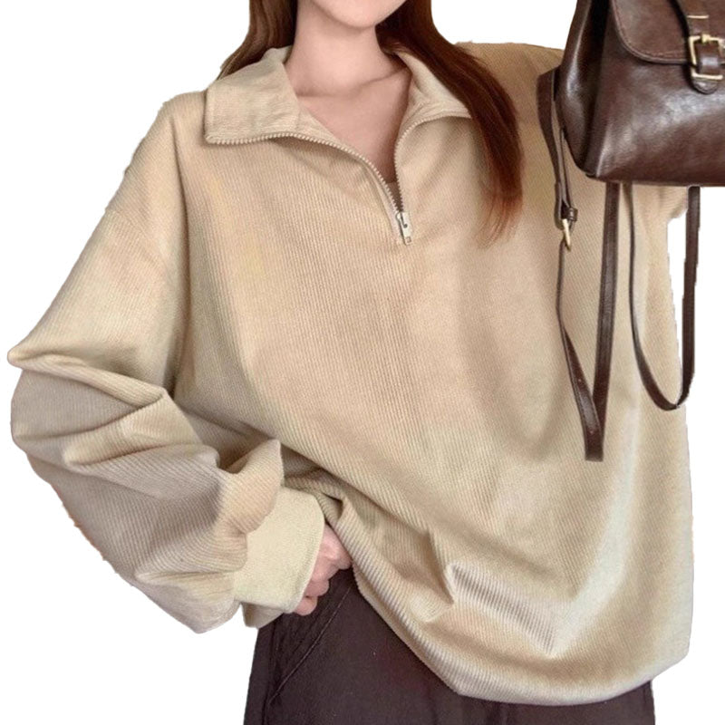Leopard Print Half Zip Sweatshirt