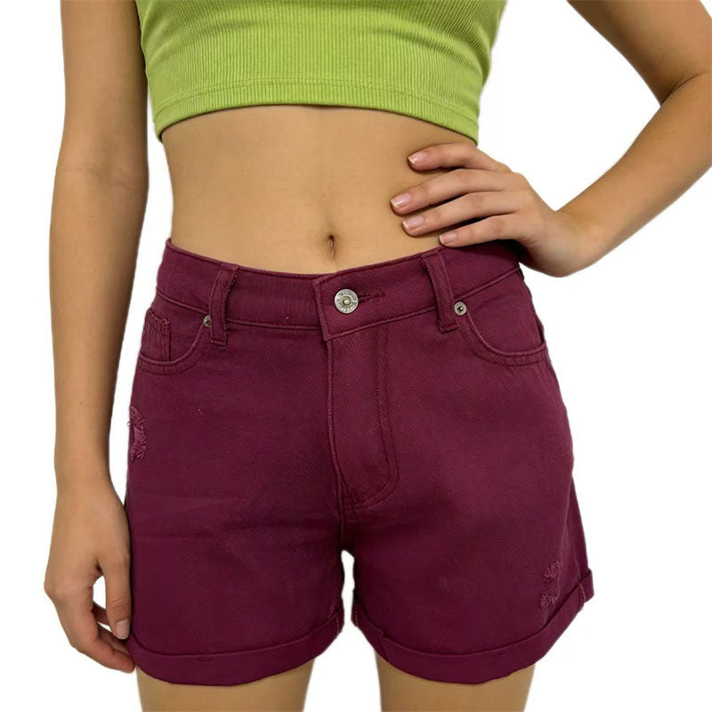 Distressed Cuffed Denim Shorts