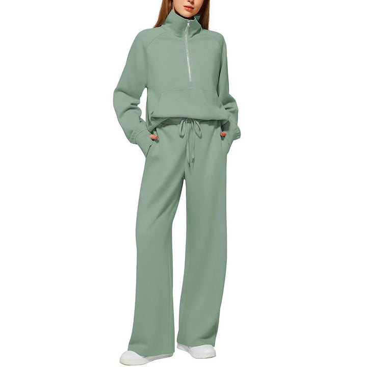 Half-Zip Wide Leg Lounge Set