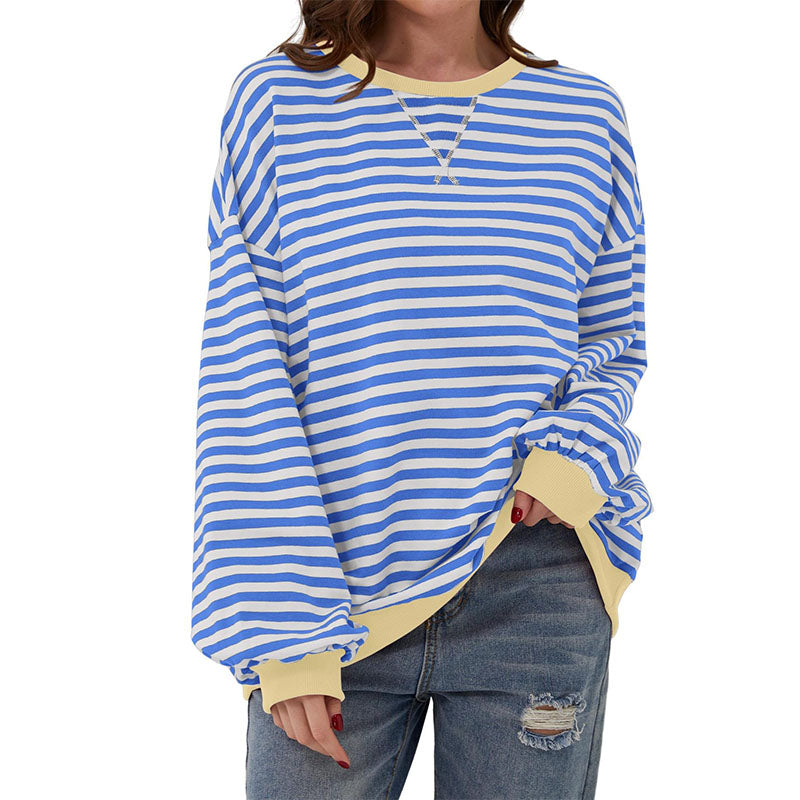 Relaxed Striped Crewneck Pullover