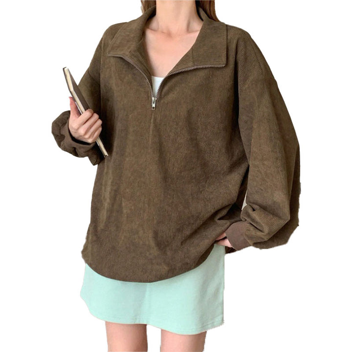 Leopard Print Half Zip Sweatshirt