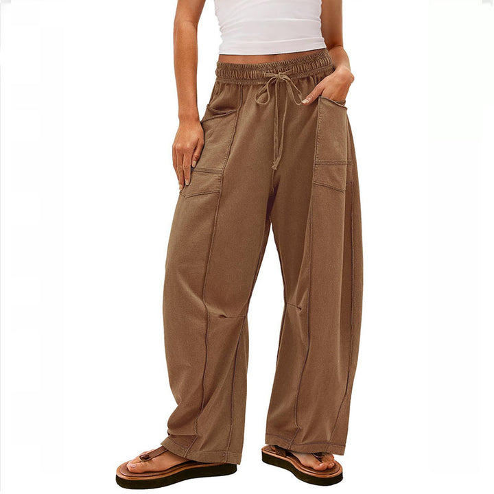 Contrast Stitch Wide Leg Pants